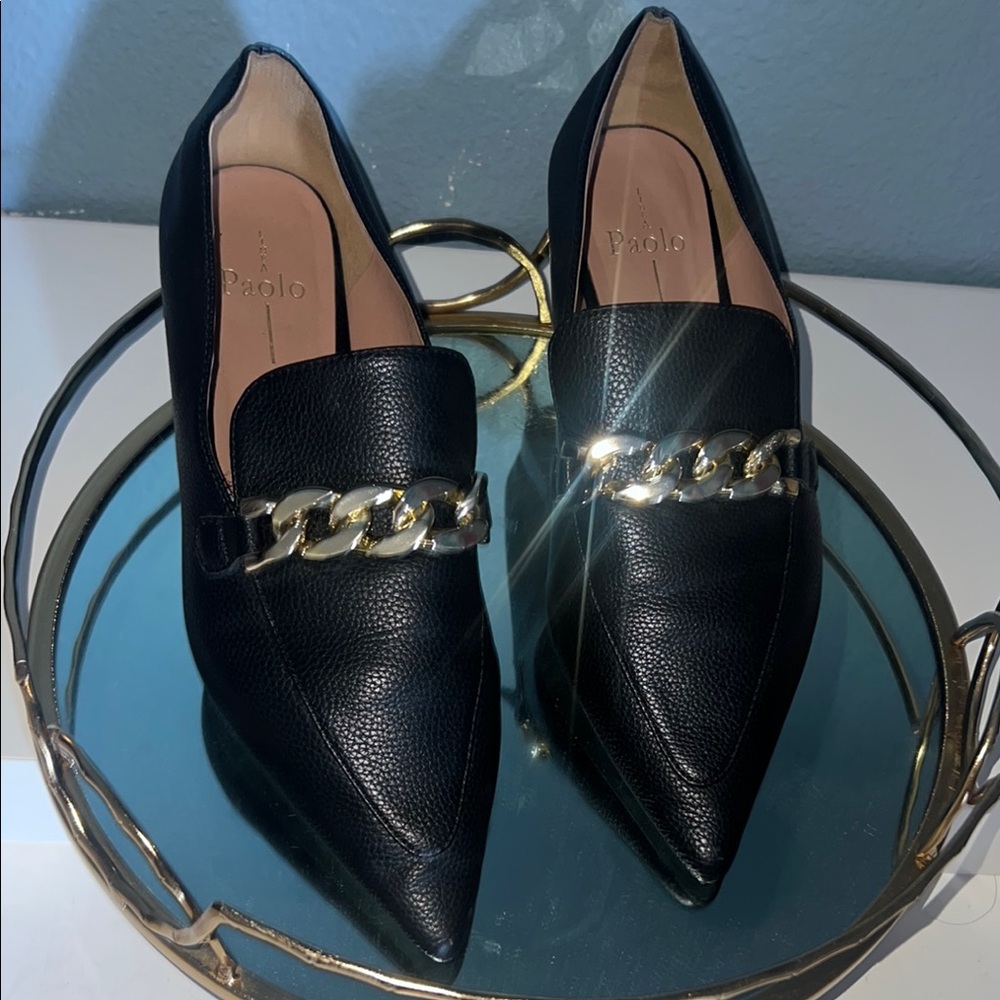 Paolo Black and Gold Flats with Modern Design